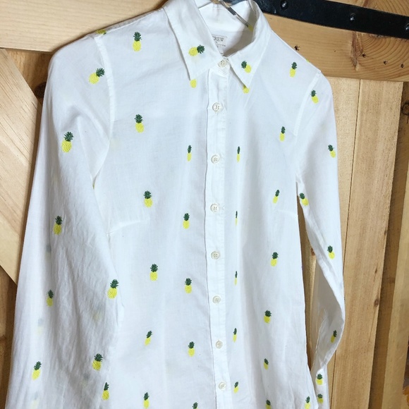J. Crew Tops - j.crew | nwt pineapple embroidered cotton button u